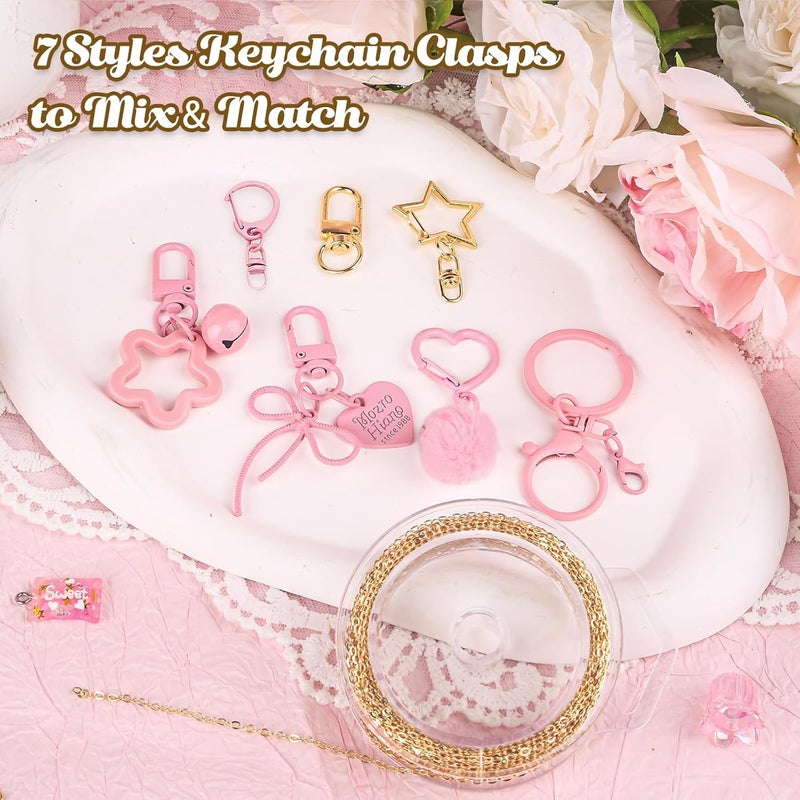 Ecoofor 249 Pcs Keychain Making Kit — Includes 15 Keychain Clips, 16.4 Feet Chains, 100 Charms, Beading Accessories, Jewelry Pliers — DIY Bag Charms & Jewelry Craft Kit Supplies - Image 2